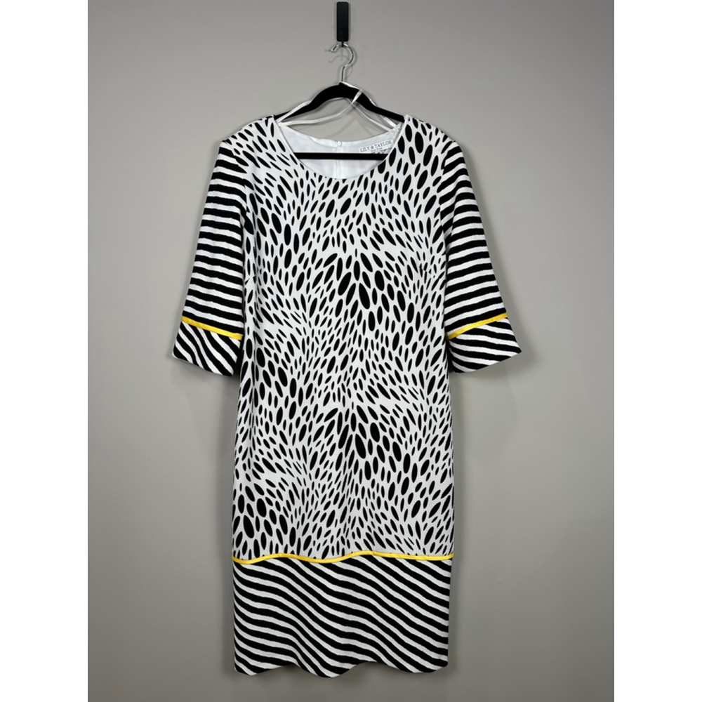 Women's LILY & TAYLOR Plus Size 16 Black & White Patterned Dress